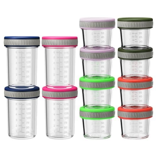 Sursip Glass Baby Food Storage Containers, 4 oz & 8 oz Small Mason Jars with Lids, Airtight for Baby Puree Containers, Juice, Milk, Yogurt, Overnight Oats, Mini Toddler Snack Cups -12 Pack — image 1