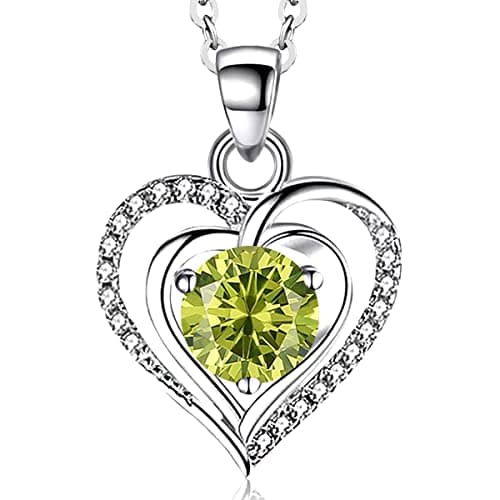 RIVIKO Heart Birthstone Pendant Necklace for Women 925 Sterling Silver Zirconia Necklaces Valentine's Day Anniversary Birthday Mothers Day Jewelry Gifts For Her Mother Wife — image 1