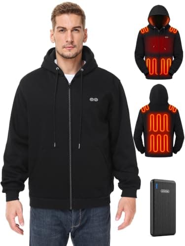 Heated Hoodie for Men Women, 10000mAh Battery Pack Zip Heated Sweatshirt | Heated Pullover Sweater, Fleece Lining, 8 Heating Zones, 3 Heating Levels, Upgraded Hood Heating for Winter Outdoor — image 1