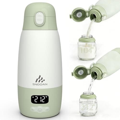 Portable Bottle Warmer for Travel, 17.8oz Baby Bottle Warmer for Breastmilk & Formula, 2-Min Fast Heating Formula Container to Go, Long Battery Life & Temp Control, Portable Milk Warmer On The Go