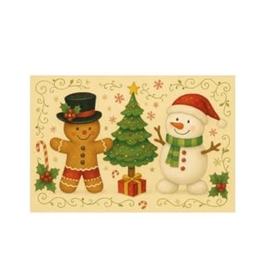 Carastora Christmas Snowman and Gingerbread Man Pattern Decorative Doormat/Anti-Fatigue Mat, 20 x 31in. Suitable for Indoor and Outdoor Porch Decoration, Housewarming Gifts, and Holiday Presents.