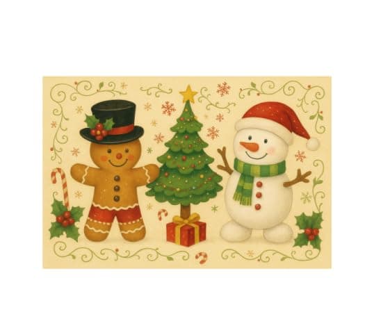 Carastora Christmas Snowman and Gingerbread Man Pattern Decorative Doormat/Anti-Fatigue Mat, 20 x 31in. Suitable for Indoor and Outdoor Porch Decoration, Housewarming Gifts, and Holiday Presents. — image 1