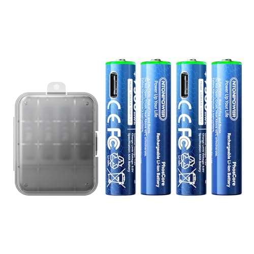NTONPOWER Rechargeable AAA Lithium Batteries, 1.5V 500mWh AAA USB Rechargeable Batteries, 1 Hour USB-C Fast Charge, Over 1500 Charge Cycles, 1.5V Constant Output and LED Charging Indicator, 4 Pack