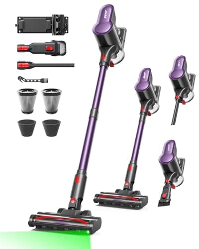 SVHT Cordless Vacuum Cleaner, 500W 45KPA 50Mins Stick Vacuum Cleaners for Home with LED Light, Self-Standing, Anti-Tangle Brush & 1.6L Dust Cup, Lightweight Vacuum for Pet Hair, Carpets, Hard Floors