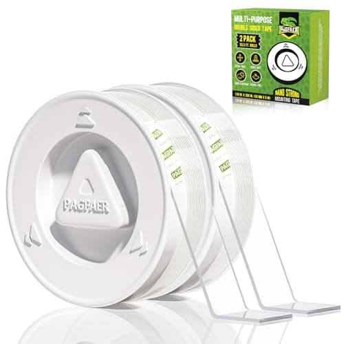 PAGFAER Double Sided Tape Heavy Duty, Double Sided Mounting Nano Tape 16.4FT, Clear & Tough Two Sided Adhesive Tape, Removable Picture Hanging Strips for Wall, Poster, Carpet, Home Office, 2 Pack — image 1