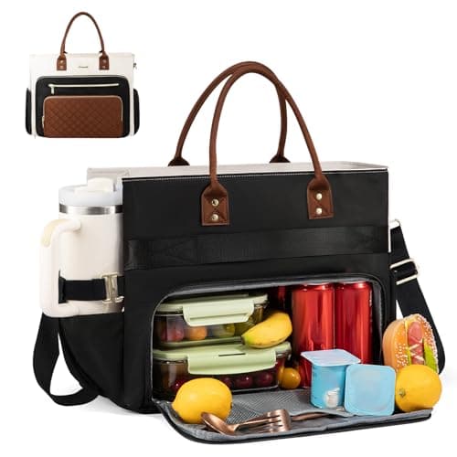 LOVEVOOK Lunch Tote Bag for Women, 3 in 1 Work Bag with Insulated Lunch Compartment & 40oz Large Cup Holder & Multi-Pockets, 15.6" Laptop Bag for Office/Daily/Travel, Gifts for Teacher Nurse Mom — image 1
