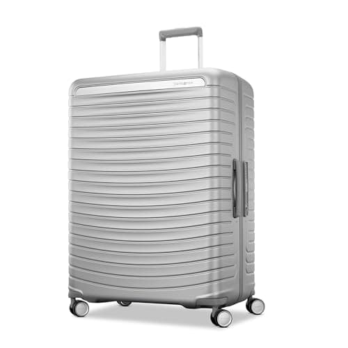 Framelock Max 29” Large Checked Hardshell Zipperless Luggage - Highly Secure Integrated Eazylock™ Mechanism - RightHeight™ Adjustable Handle - 360° Spinner Wheels - Airline Approved - Glacial Silver