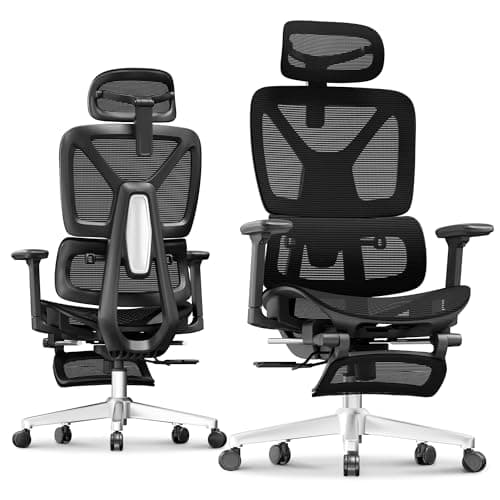 FLEXISPOT Ergoe-NEX Premium Ergonomic Office Chair with Footrest - Adjustable 3D Armrests, Dynamic Lumbar Support, Recline & Tilt Function, Mesh Seat, for Home & Office Use, Black — image 1