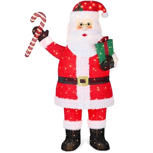 Best Choice Products 3ft Lighted Pop-Up Santa, Outdoor Christmas Holiday Decoration w/ 120 LED Lights, Twinkling Candy Cane, Gift Box, Hat — image 1