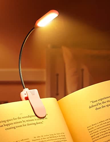 Monotremp Book Lights for Reading at Night in Bed, 80 Hours Runtime Rechargeable Reading Lights for Books in Bed, 3 Brightness Levels × 3 Color Temperatures, 1.3 oz Lightweight