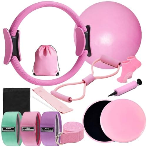 Pilates Kit for Home Workouts, Pilates Essential Kit 12-Piece -Home Pilates Workout Kit for Women with 12.6”Magic Circle, 9.8” Yoga Ball & 6 Resistance Bands for Stretching at Home Gym & Studio — image 1