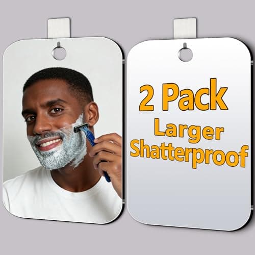 JEIAKONJI 2 Pack Shower Mirror for Shaving, Shower Mirror for Shaving Men(Lager 10.7 x 8 Inch); Small Wall Mirrors for Showers, Shatterproof Plexiglass Makeup Mirrior, Travel Camping Showers Mirrors — image 1