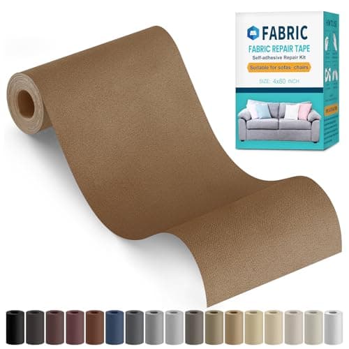Sgooyir Fabric Repair Tape, Self-Adhesive Couch Patch Repair Fabric Patches for Furniture, Couch Repairing Kit Tape for Upholstery, Carpets, Chairs, Sofas, Pillows Suede 4x79 Inch Brown — image 1