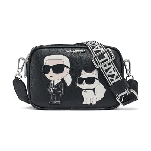 KARL LAGERFELD Women's Maybelle Choupette Crossbody, Solid Black, One Size