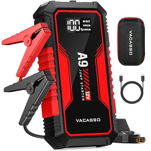 Jump Starter 4000A, VACASSO A9 Battery Jumper Starter Portable (7L Gas/4L Diesel), 12V Car Battery Booster Jump Starters Pack, Jumpstart with USB Ports, Jumper Cables, LED Light, Storage Case — image 1