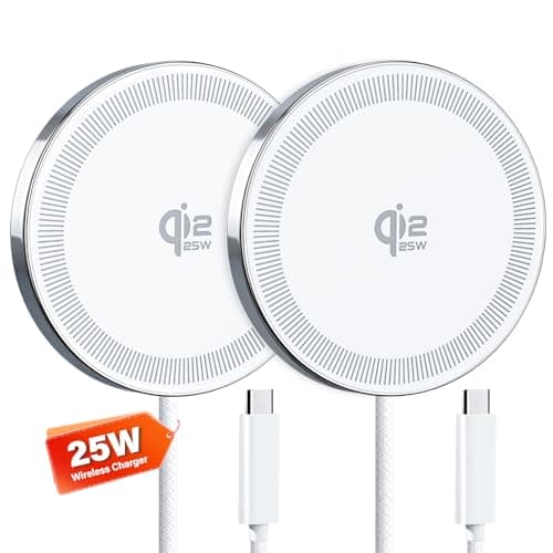 25W Wireless Charger for MagSafe, Qi2.2 Magnetic Fast Charging Pad for iPhone 17/16/15/14/13/12 Series & AirPods, Strong Magnet, Thin & Portable Wireless Charger for Travel Home Office(White, 2Pack)