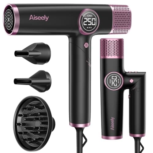 AISEELY Ionic Hair Dryer, 1800W Blow Dryer for Fast Drying, Dual Voltage | 110,000 RPM, 500M Negative Ions for All Hair Types, Foldable & Lightweight, LED Display, Ideal for Home Travel Salon — image 1