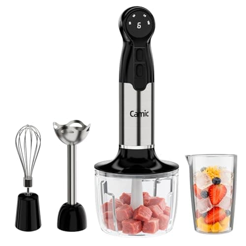 Cordless Immersion Blender Hand Blenders Set,Variable Speed 4 in 1 Stick Emulsifier with Chopper and Whisk for Soup, Baby Food and Smoothies,Black — image 1