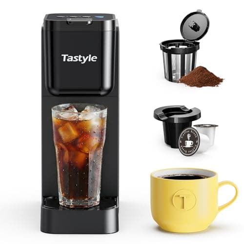 Tastyle Single Serve Coffee Maker for K Cup and Ground Coffee | Brew up to 16 Oz, Fits 7.3'' Travel Mug | Hot, Bold & Over Ice | Compact for Office, RV& Hotel, Classic Black (3.0 Version) — image 1