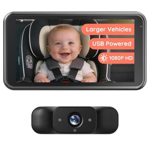 Babyvue BV5 Baby Car Camera 1080P, Dual USB Powered for Large Vehicles, IR Night Vision, 5.2” Display with Rear-Facing Car Seat Camera, Easy Installation for Infant & Toddler — image 1