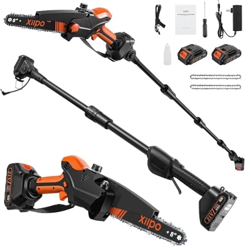 2-in-1 Cordless Electric Pole Saw & 8 Inch Mini Chainsaw, 15FT Max Reach, Adjustable Cutting Head, 2×21V Batteries, Automatic Lubrication, Tool-Free Tension Tree Trimmer Pruner for Branch Cutting — image 1