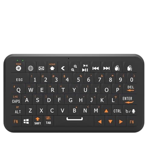 Winmaxle Mini Keyboard with Bluetooth 5.0/2.4G Dual Mode, Gyroscopic Motion Mouse, 64 Keys, RGB Backlight Options, Rechargeable Battery, Type-C Win/iOS/Android/ (Black)