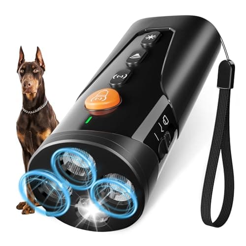 URCHIN Dog Bark Deterrent Device, 3X Ultrasonic Anti Barking Device 6 Modes Dog Trainer Rechargeable & Portable Safe Bark Control Indoor Outdoor for All Dogs with LED Flashlight - Black