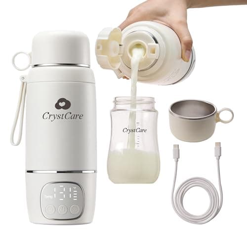 Crystcare Portable Bottle Warmer for Travel - Fast Heating Breast Milk & Formula Warmer with 16,000mAh Battery, 17oz Milk Warmer for Baby on The Go,Baby Bottle Warmer for Car, Airplane(Clouds)