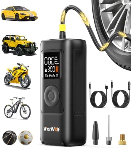 Smart Heavy Duty Tire Inflator, Auto Shut-Off at Target PSI, Portable Air Compressor, 160PSI Fast Air Pump Cordless Rechargeable & 12V DC Power, Pressure Gauge for Cars, Bikes, Motorcycles and Balls — image 1