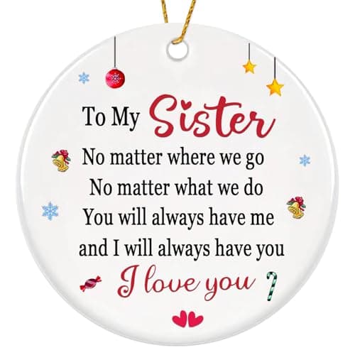 Sister Christmas Ornaments 2025,Sisters Gifts for Christmas Tree,White Sister Ornament,Friend Ornaments for Women — image 1