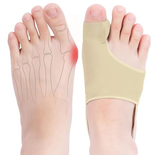 Bunion Corrector for Women & Men - Professional Big Toe Separators for Day & Night Use - Soft Gel Bunion Splint Pads for Hallux Valgus Relief, Hammer Toe Straightener - Comfortable, Breathable & Anti-Slip (Beige, 1 Pair)