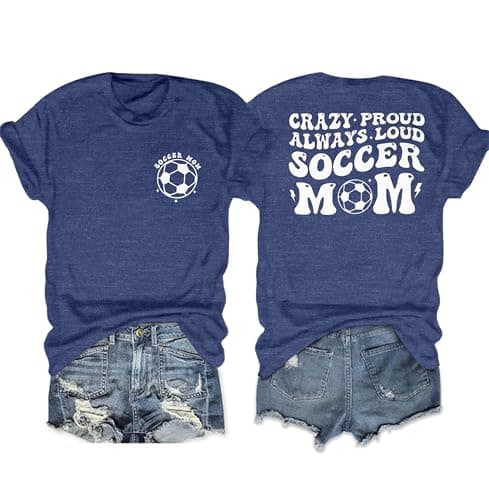 Soccer Mom Shirts Women Game Day Football Mom T-Shirt Soccer Letter Printed Tees Funny Mama Life Short Sleeve Tops — image 1