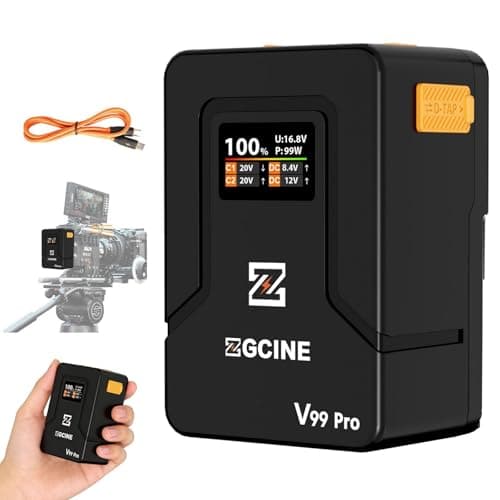ZGCINE V Mount Battery V99 Pro,PD100W Fast Charging,6400mAh 94.72Wh 14.8V Mini V-Mount Battery,with D Tap/Dual USB C/BP/Dual DC Ports/OLED Screen,for Camera, Camcorder,Phone,Monitor,Video Light