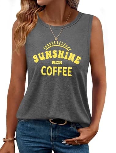 GKBK Womens Tank Tops High Neck Loose Fit Casual Summer Sleeveless Shirts 2026 Beach Vacation Outfit Cured Hem A Charcoal