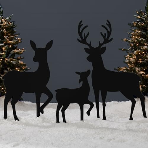 Best Choice Products 3-Piece 46in 2D Deer Family Silhouette Set, Outdoor PVC Christmas Yard Decoration w/Buck, Doe, Fawn, Weather Resistant - Black — image 1