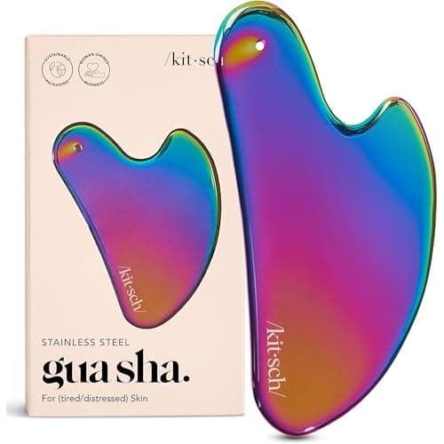 Kitsch Stainless Steel Gua Sha Facial Tools - Guasha Tool for Face, Face Sculpting Tool, Jawline Shaper, Double Chin Reducer Gua Sha Tools, Lymphatic Drainage Massager, Facial Skin Care, Iridescent — image 1