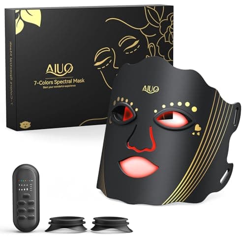 AIUO Red Light Therapy for Face, LED Face Mask Light Therapy, Rechargeable Red Light Therapy Mask for Face with Comfortable Light-Blocking Eye Protection & Timing Function At Home, Black — image 1