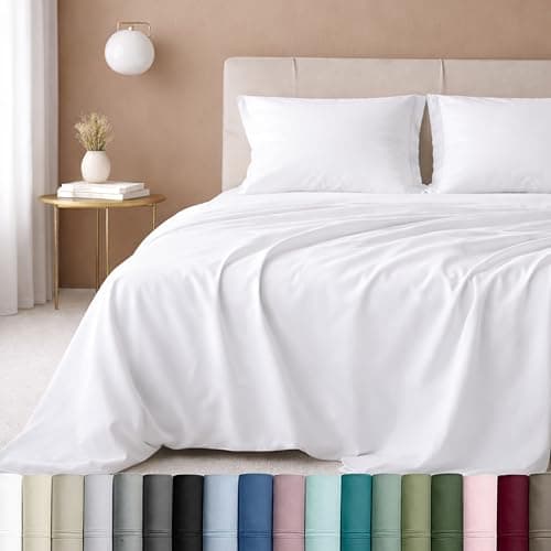 California Design Den Queen Sheet Set - Luxury 600 Thread Count Sateen, 100% Cotton Deep Pocket Queen Sheets with All Around Elastic, Snug Fit, Durable Bedding Set - White — image 1