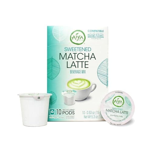 Aiya Creamy Matcha Latte Pods - Authentic Matcha with Rich Notes of Vanilla, Convenient Single-Serve Pods (10 Count, Sweetened) — image 1
