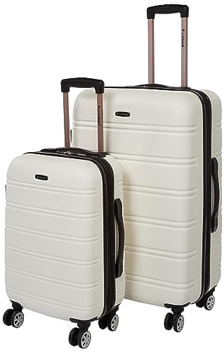 Rockland Melbourne Hardside Expandable Spinner Wheel Luggage, White, 2 Piece (20"/28")