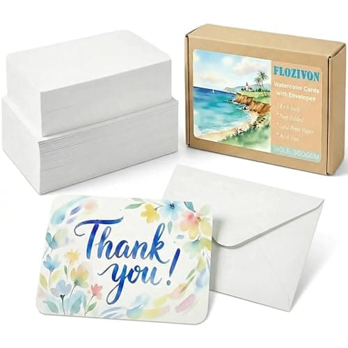 25 Sets Watercolor Paper, 4x6 Inch Watercolor Cards with Envelopes, 140lb/300gsm Water Color Paper, Art Supplies for Adults Kids, Cold Press Textured Cotton Sheets, Artist Painting Drawing Postcards — image 1