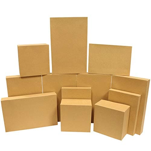 JOYIN 12PCS Christmas Brown Gift Boxes with Lids for Presents, 4" Deep Large Shirt Robe Wrapping Box, 4 Different Sizes Holiday Festive Lingerie Cupcake DIY Kraft Cardboard Boxes — image 1
