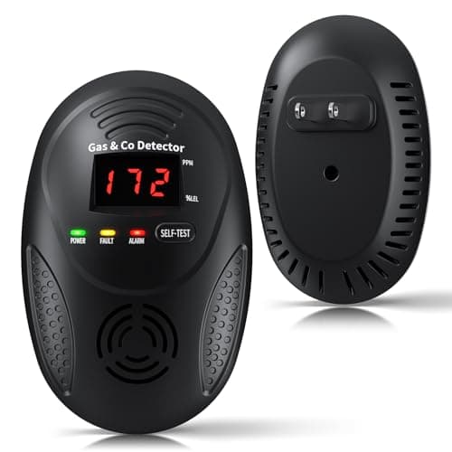 Carbon Monoxide Detectors and Natural Gas Detector, Carbon Monoxide Detectors Plug in, Gas Leak Detector with Dual Sensors - Natural, Propane, Co Leak Detection for Home, RV Essentials, Black, 1Pcs