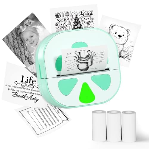 Mini Sticker Printer, D20 Portable Bluetooth Inkless Thermal Sticker Maker Machine with 3 Rolls Paper, Pocket Print Pods Label Maker for iphone, Impresora Portátil for Study Note, DIY, Kids Gift