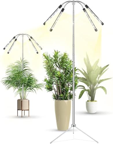 Grow Lights for Indoor Plants Full Spectrum,15-62 Inches Height Adjustable Dsektop and Standing Plant Growing Lights with Detachable Tripod Stand for Large and Small Plants, Auto On/Off Timer — image 1