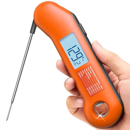 Professional Meat Thermometer Digital, Ultra-Fast 0.5 Sec Instant Read, NIST Certified ±0.5°F Accuracy, IP67 Waterproof, Auto-Rotating Backlit Display, Lift-to-Wake, for BBQ/Candy, Orange&Gray — image 1