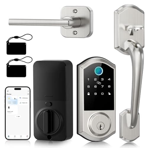 Smart Front Door Lock Set - Firstriver Keyless Entry Door Lock with Handle, Fingerprint Deadbolt with Keypad & Bluetooth App Control, Electronic Auto Lock, Works with Alexa & Google Assistant, Silver — image 1