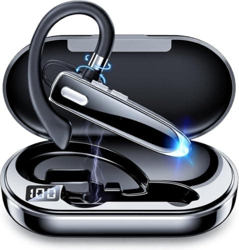 Wireless Single Ear Bluetooth V6.1 Headset, Business Earpiece with Mic | Noise Cancelling Business Headset, 100H Playtime, LED Display, Dual Device Pairing, Mute Button for Office, Driving, Trucker — image 1