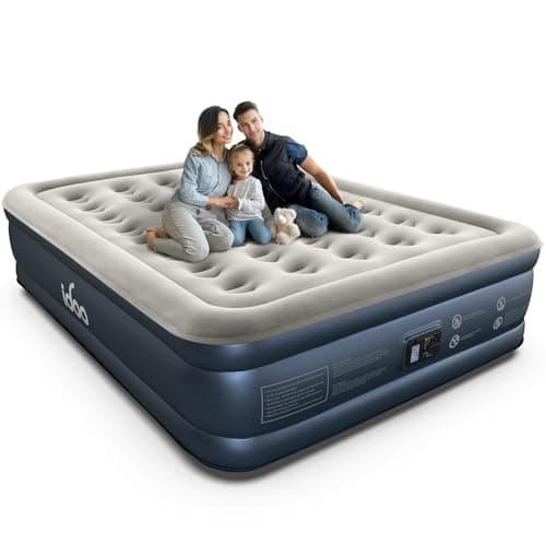 iDOO Queen Air Mattress with Built in Pump, 18 Raised Comfort Inflatable Blow up Mattress, Upgraded Support Structure Portable Air Bed for Camping, Guests and Home, Colchon Inflable, 650lbs Max — image 1