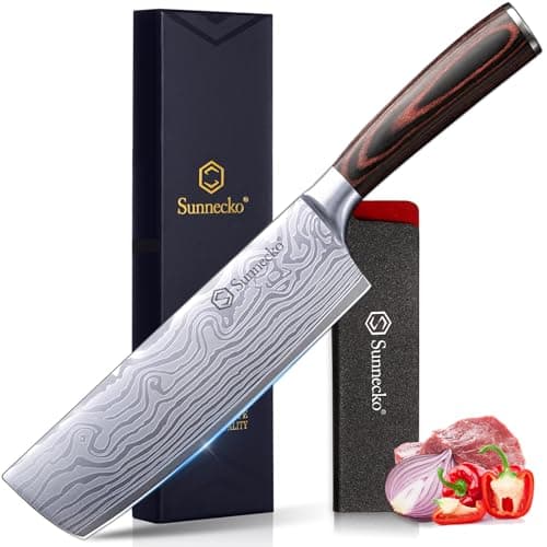 Sunnecko Japanese Nakiri Knife 7 Inch - Carbon Steel Chef Knife Vegetable Cleaver with Sheath, Kitchen Gift for Home Cooks, Professional Kitchen Knife Gift Box — image 1